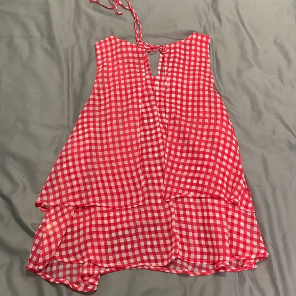 Gingham Red & White Picnic Flutter Blouse - Picture 5 of 6